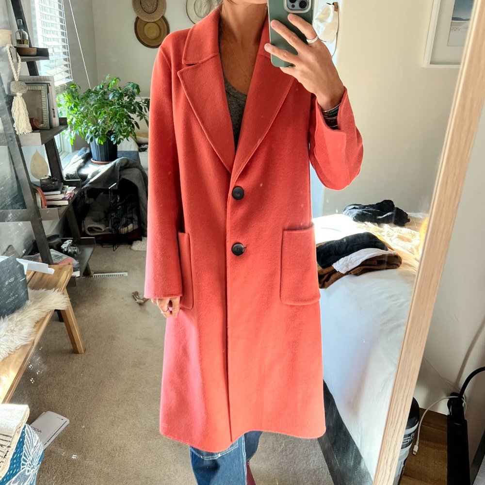 Massimo Dutti Chlotes Peach Wool Long Coat - Picture 8 of 15